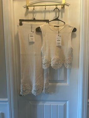 Zara Cream Ribbed Knit Tank Top